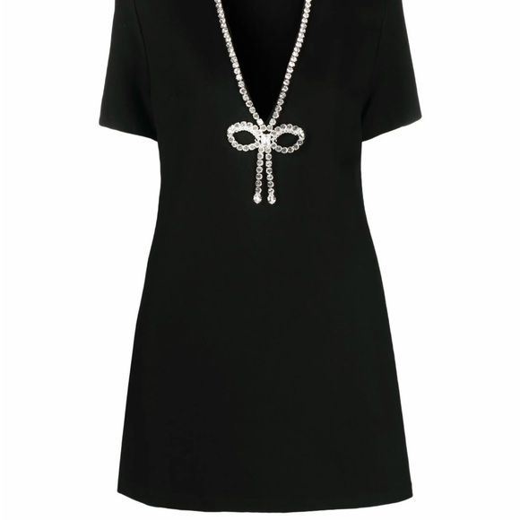 AREA Dresses & Skirts - Elegant Black Dress with Crystal Bow Detail